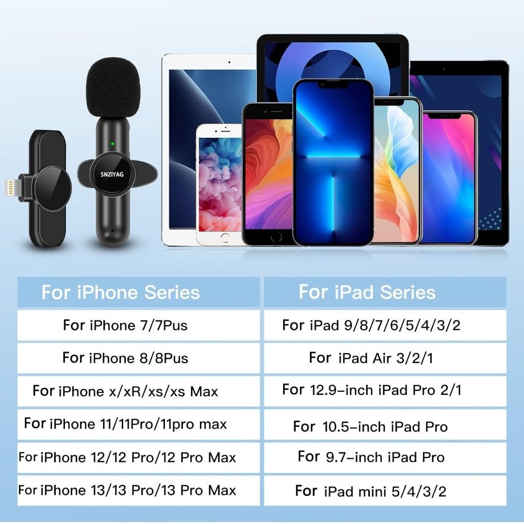 Bezprzewodowy mikrofon krawatowy do iPhone'a iPada