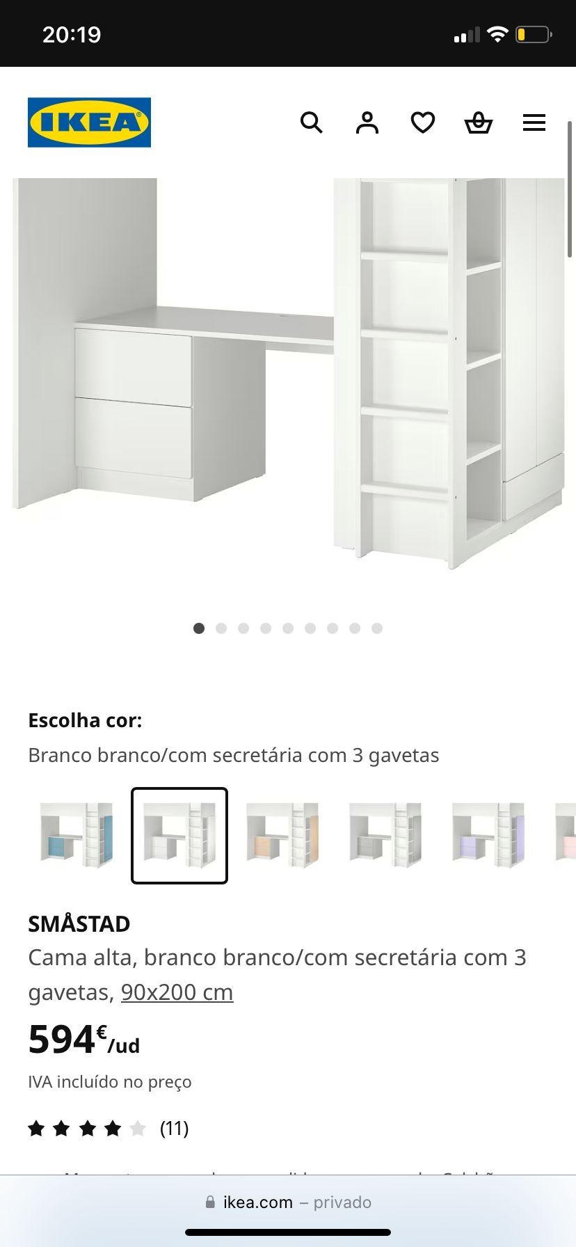 Beliche com secretária para criança IKEA