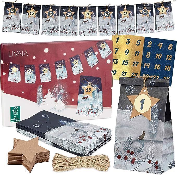 Kalendarz adwentowy DIY 24 torebki papierowe