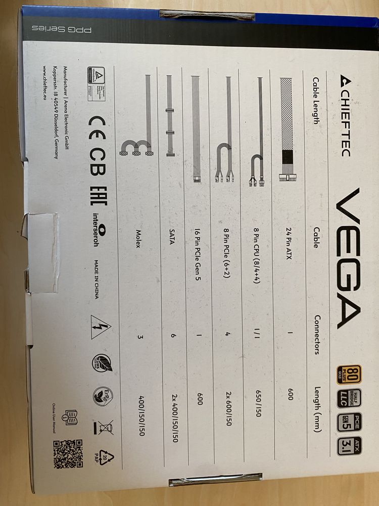 Блок живлення Chieftec 850W Vega PPG-850-S
