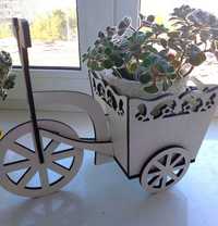 Кашпо для квітів, велосипед із дерева, декор, для вазонів