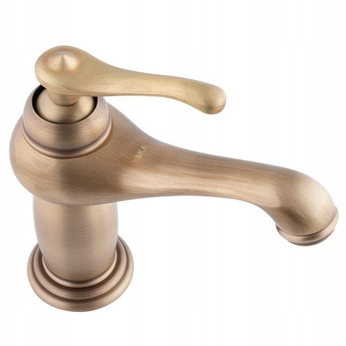 Bateria Umywalkowa Łazienki Wc Jednouchwytowa Stojąca Retro Kran Złota