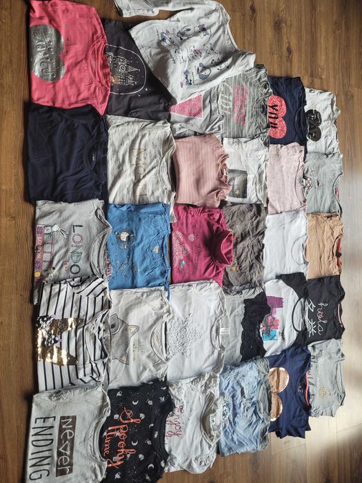 Zestaw dla dziewczynki 122/128/134 ponad 250 szt kurtki spodnie bluzki