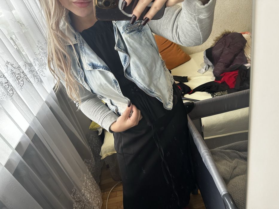 Jeans Kurtka z dresowymi rękawkami M