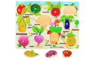 Puzzle drewniane - Warzywa i Owoce - Prezent dla Dziecka
