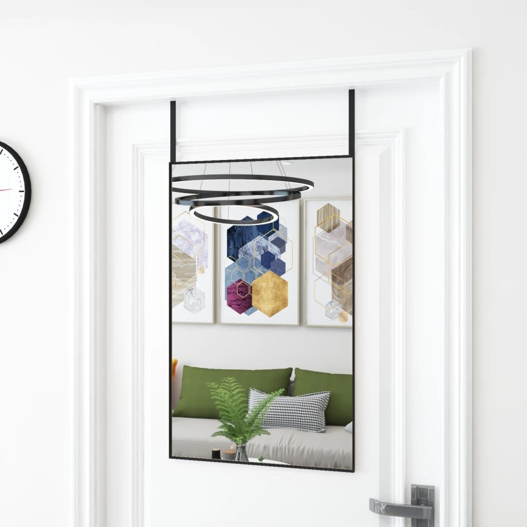 Vidaxl Lustro Na Drzwi, Czarne, 50X80 Cm, Szkło I Aluminium