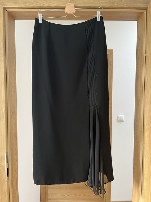 Elagancka czarna spodnica maxi, polska produkcja, jak nowa