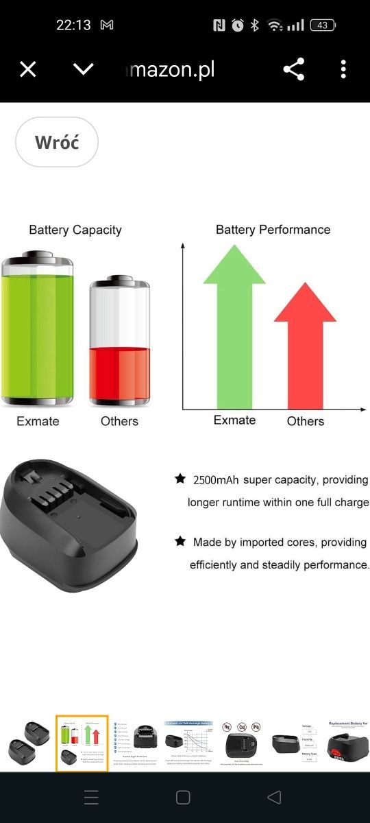 Exmate 18 V 2,5 Ah akumulator do Bosch