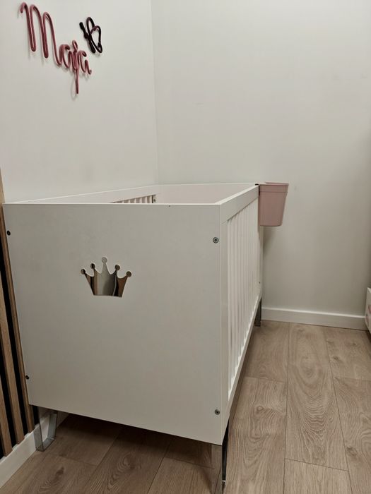 Łóżeczko 120x60 Klupś Blanka Białe + materac Bamiboo