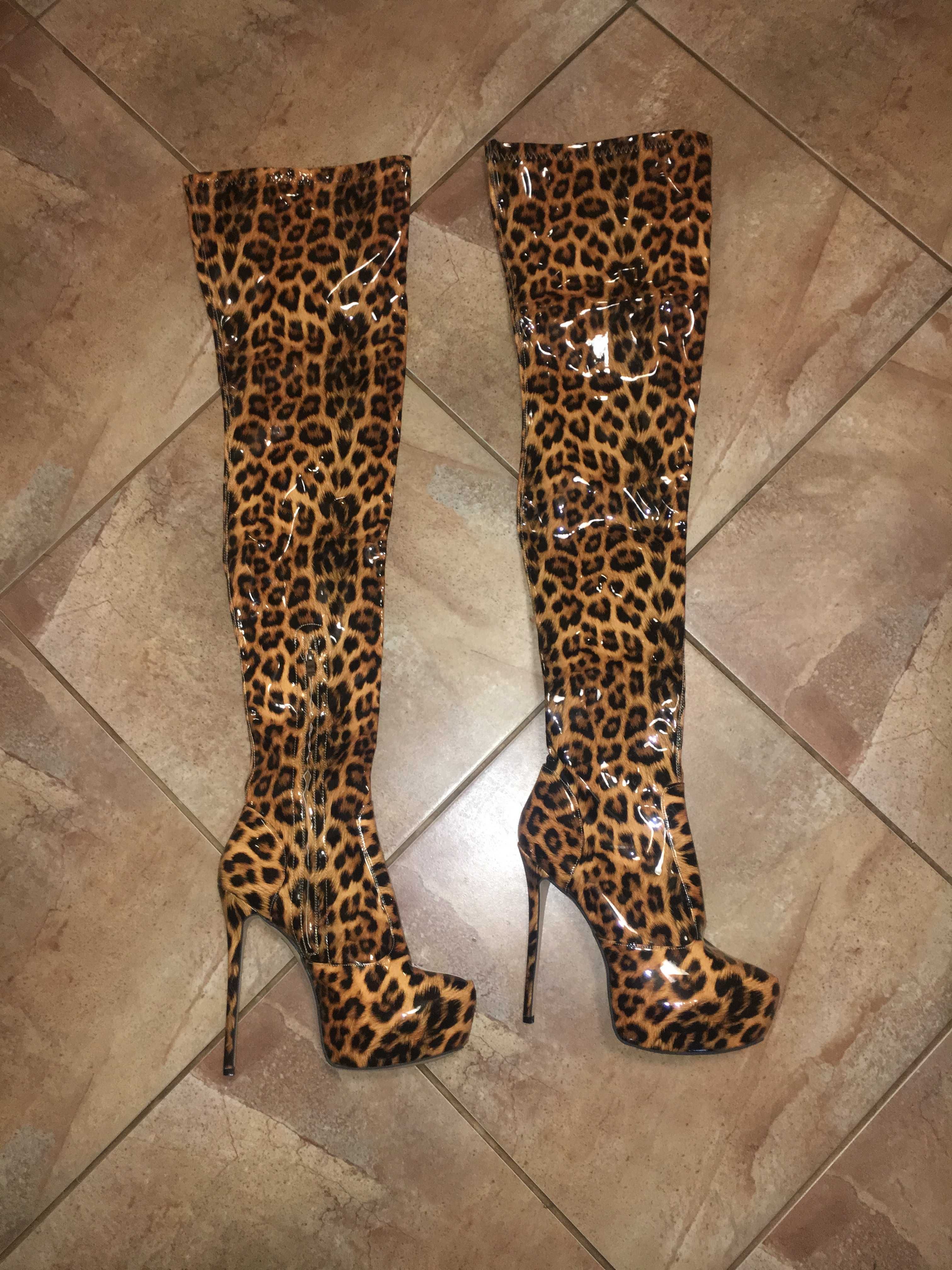 13/ OD RĘKI Nowe buty pantera kozaki kozaczki 40 obcas 15 cm