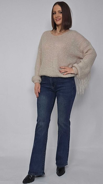 Spodnie jeansy dzwony elastyczne S