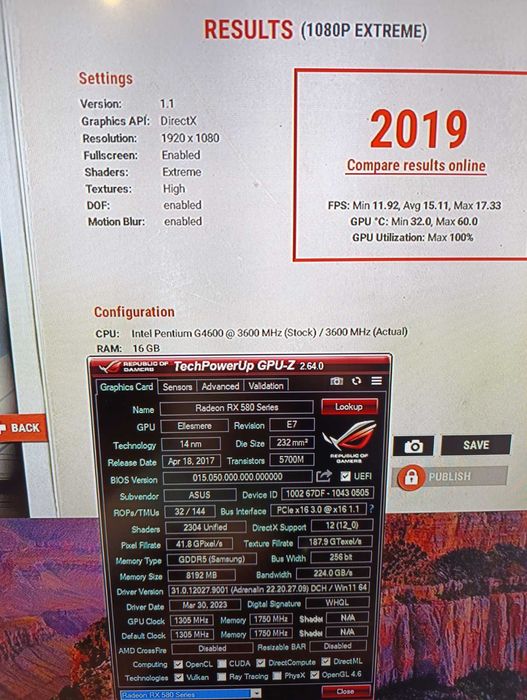 Asus RX580 8GB 256bit DDR5