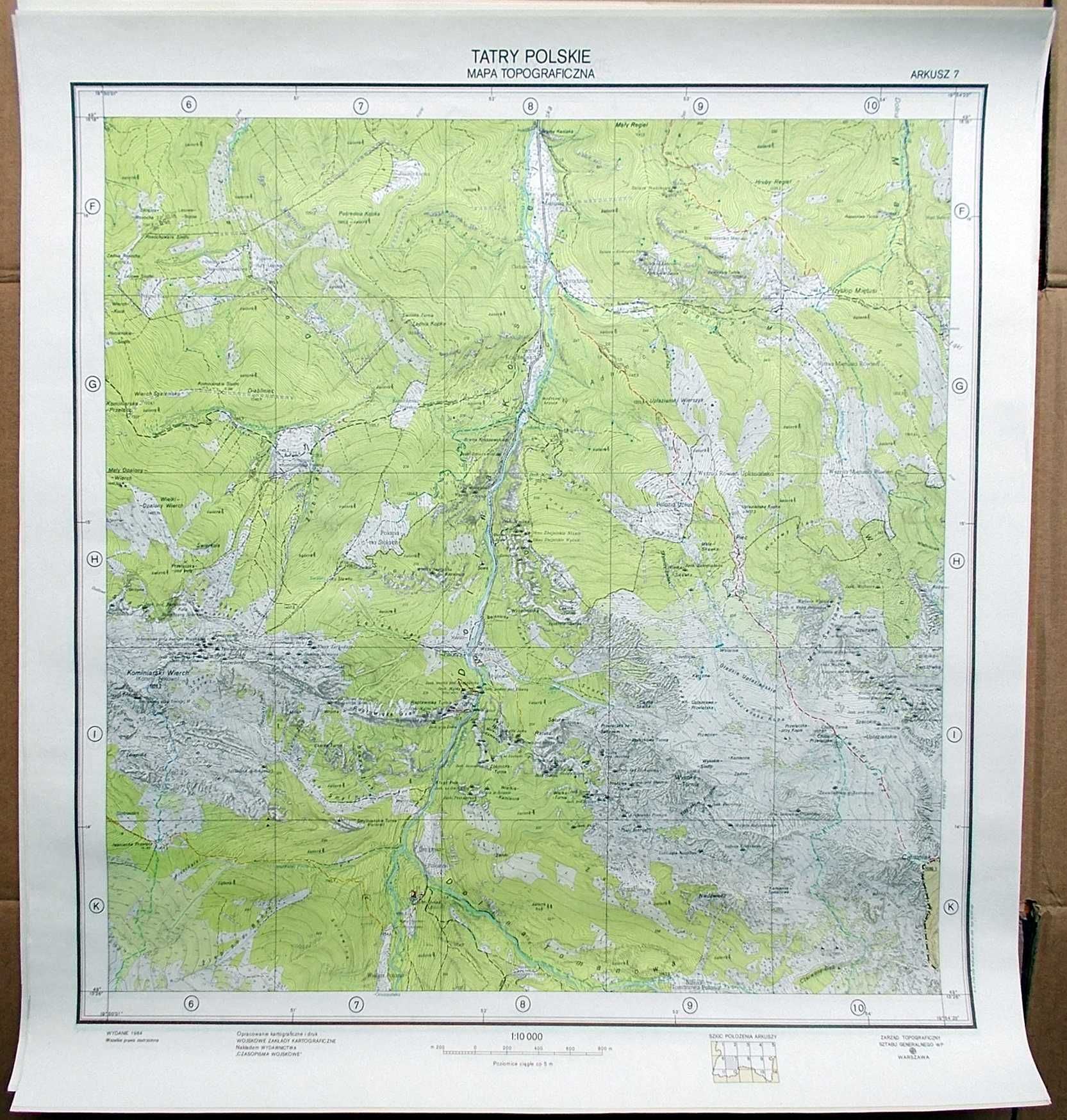 Tatry Polskie. Mapa topograficzna. 1984. Komplet 14 map.