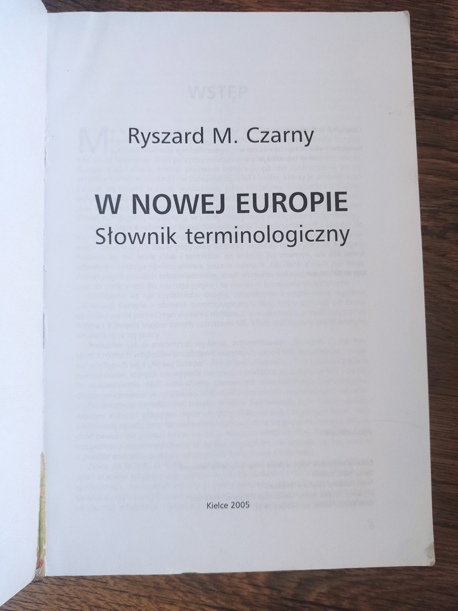 "w nowej Europie - słownik terminologiczny" prof. Ryszard Czarny