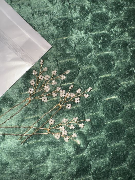 Ozdoba do włosów wsuwka perełki perły złota ślub wesele