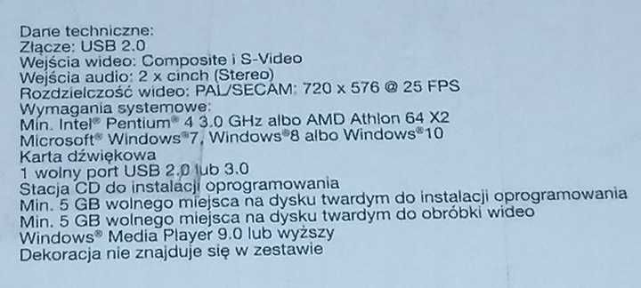 Konwerter sygnału VIDEO GRABBER SVG USB 2.0 A3 adapter przejściówka