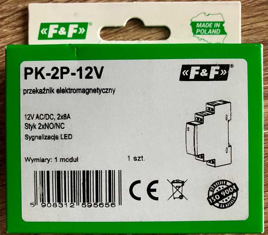 Przekaźnik elektromagnetyczny PK-2P 12V AC/DC F&F. NOWY