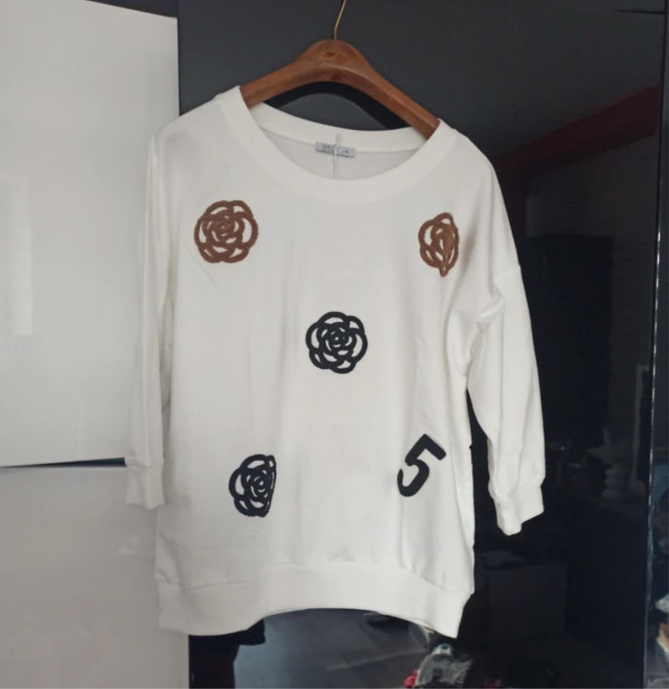 Bluzka Megi kremowa kwiaty L XL