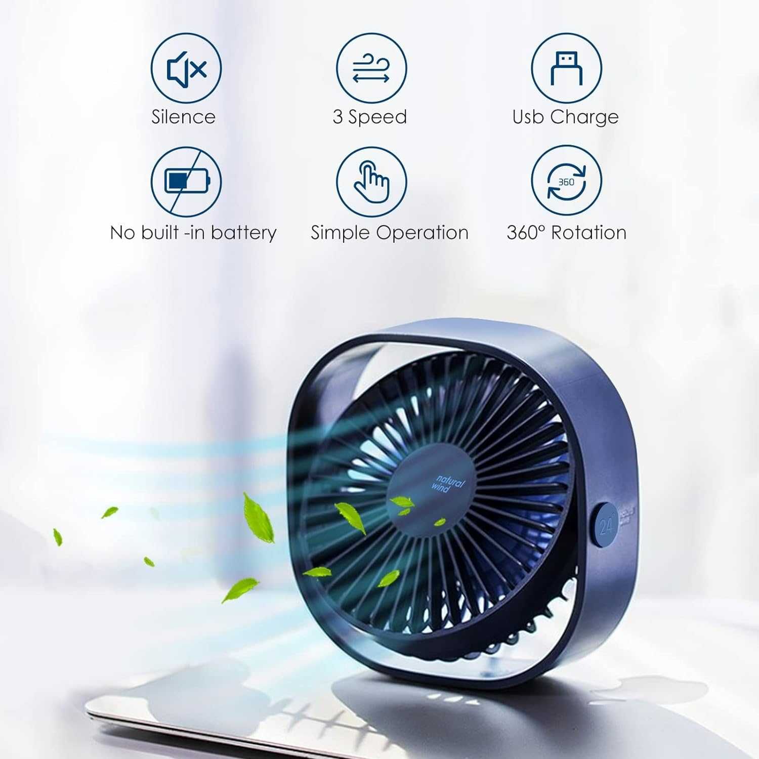 Mini-ventilador ventoinha mesa carregamento USB portátil -VÁRIAS CORES