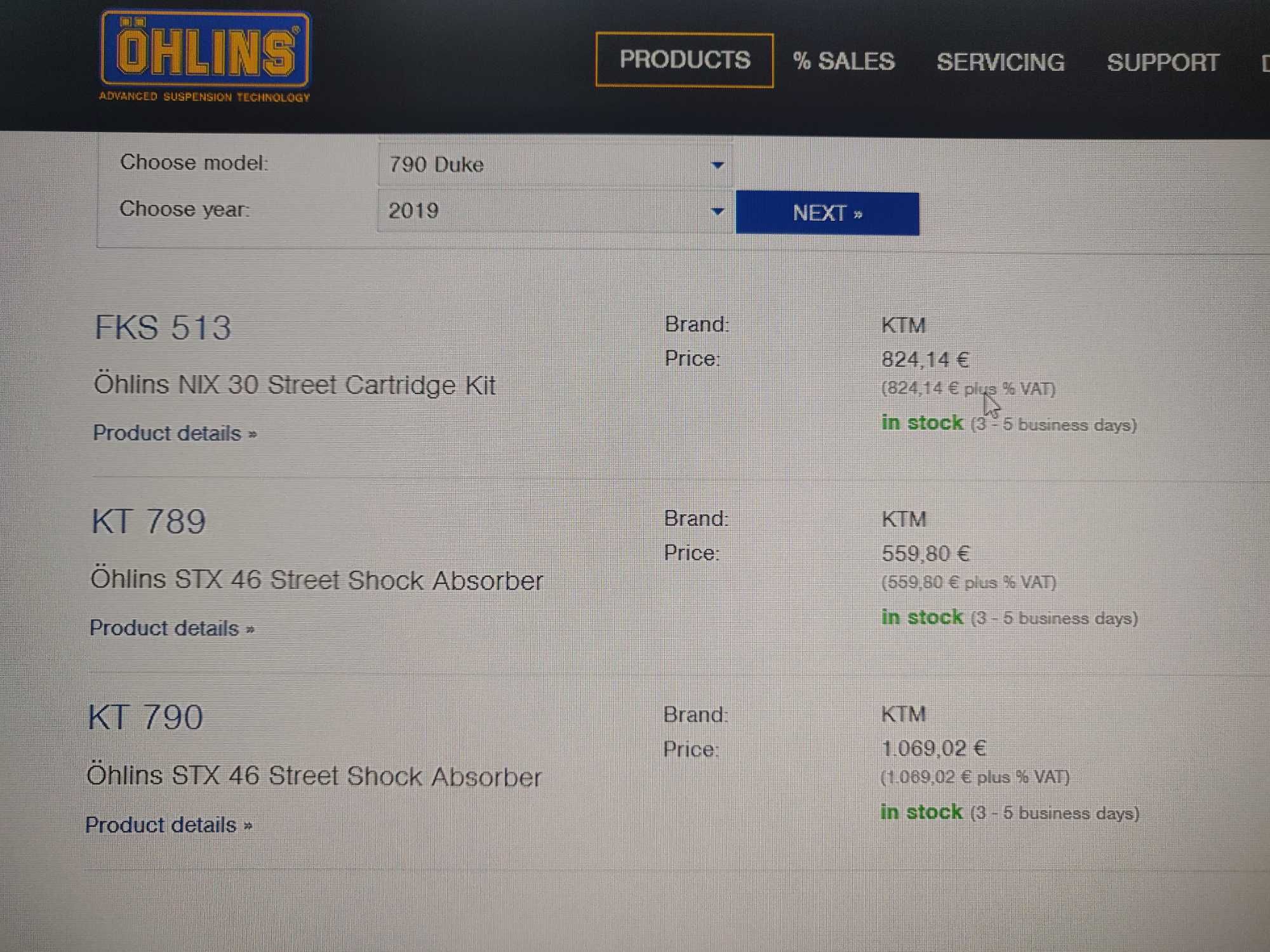 Амортизатор Ohlins KTM 790 890 Duke 2019-2023 ТЮНИНГ