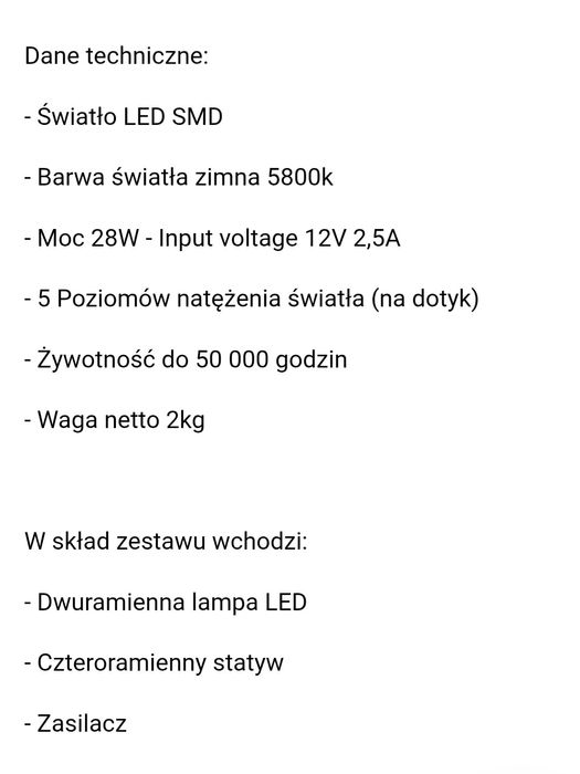 Profesjonalna lampa led