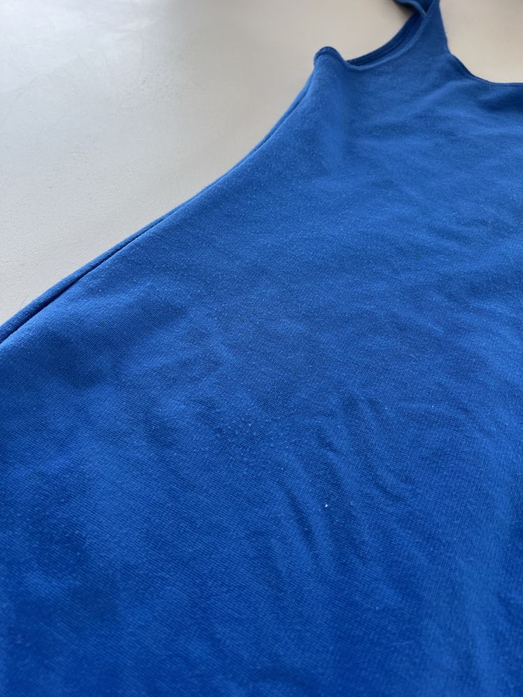 Kobaltowa/chabrowa/niebieska sukienka midi na ramiączkach Zara