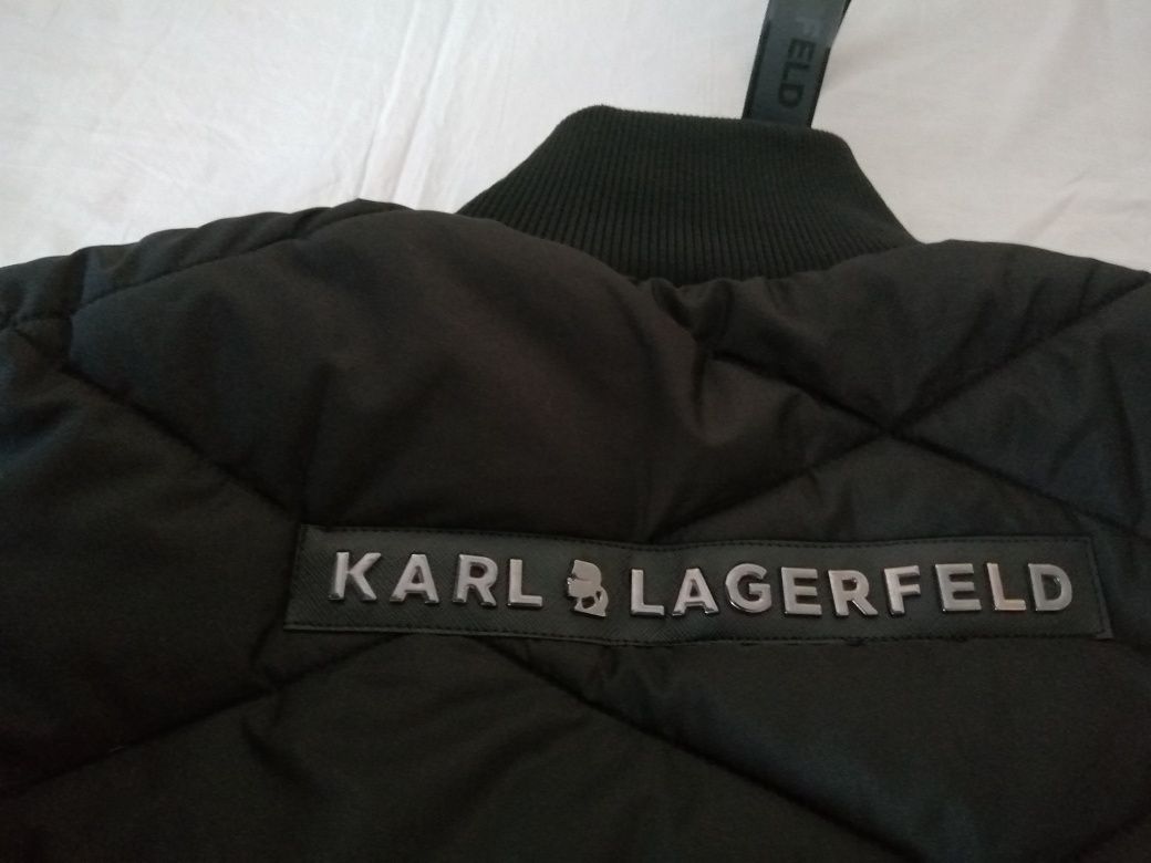 NOWA damska kurtka Karl Lagerfeld bomberka ciepła czarna i konik L