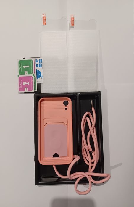 Etui na iPhone'a Xr z Paskiem na Ramię/Pierścieniem + 2 szybki