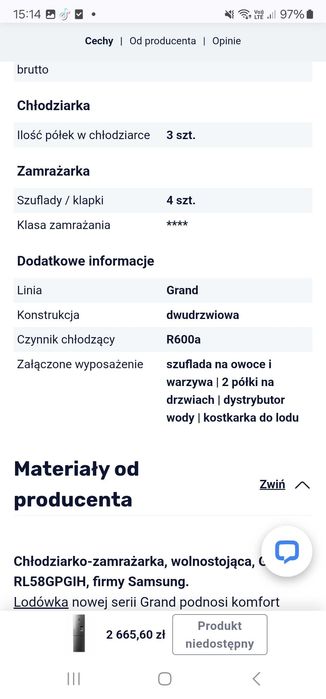 Sprzedam lodówkę Samsung