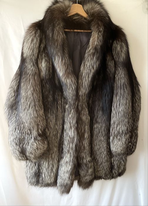 Futro vintage lata 60. Srebrny lis ciepłe zima