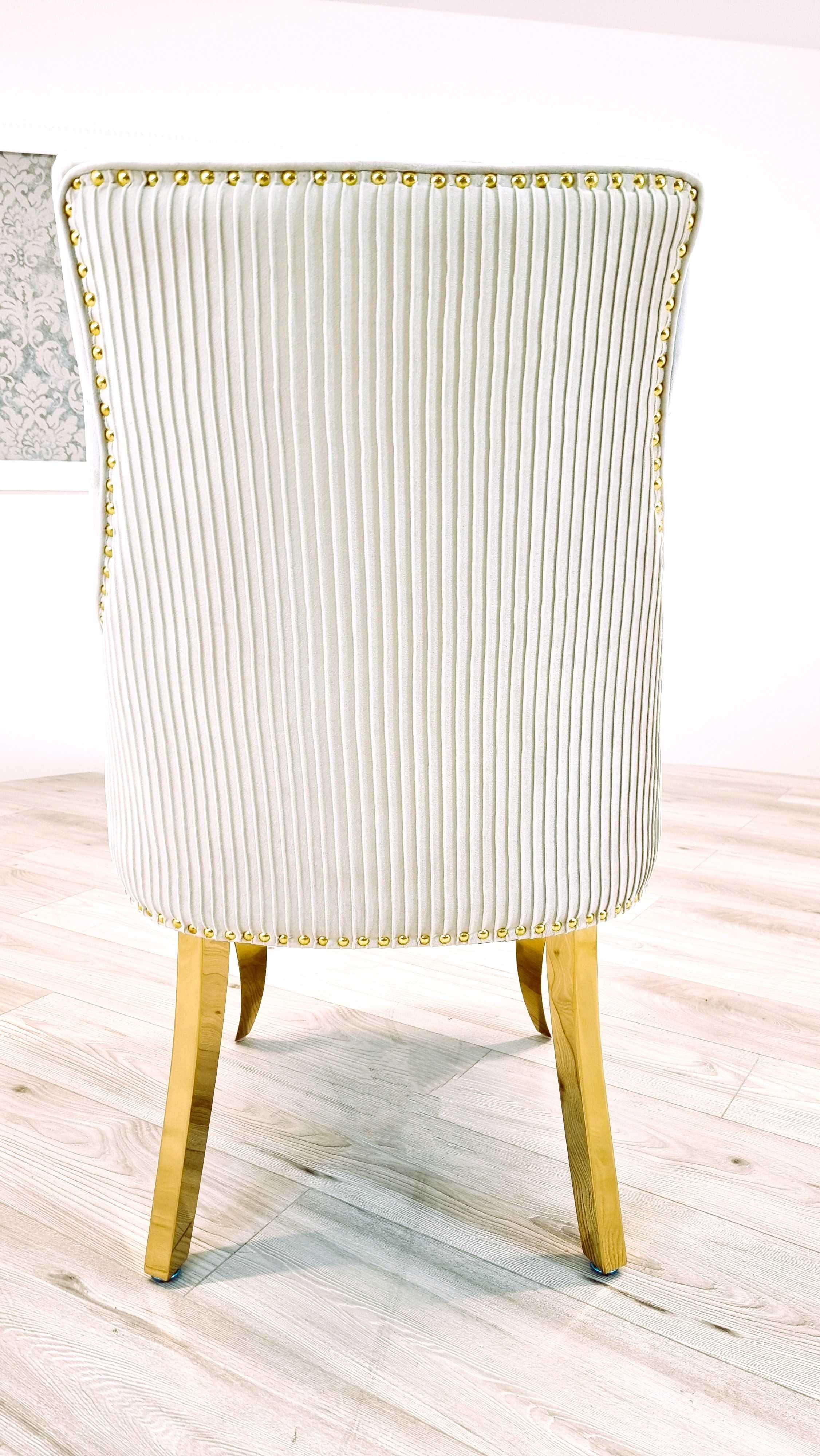 Jadalnia stół Valencia 200cm + 6 krzeseł HEAVEN creme + gold