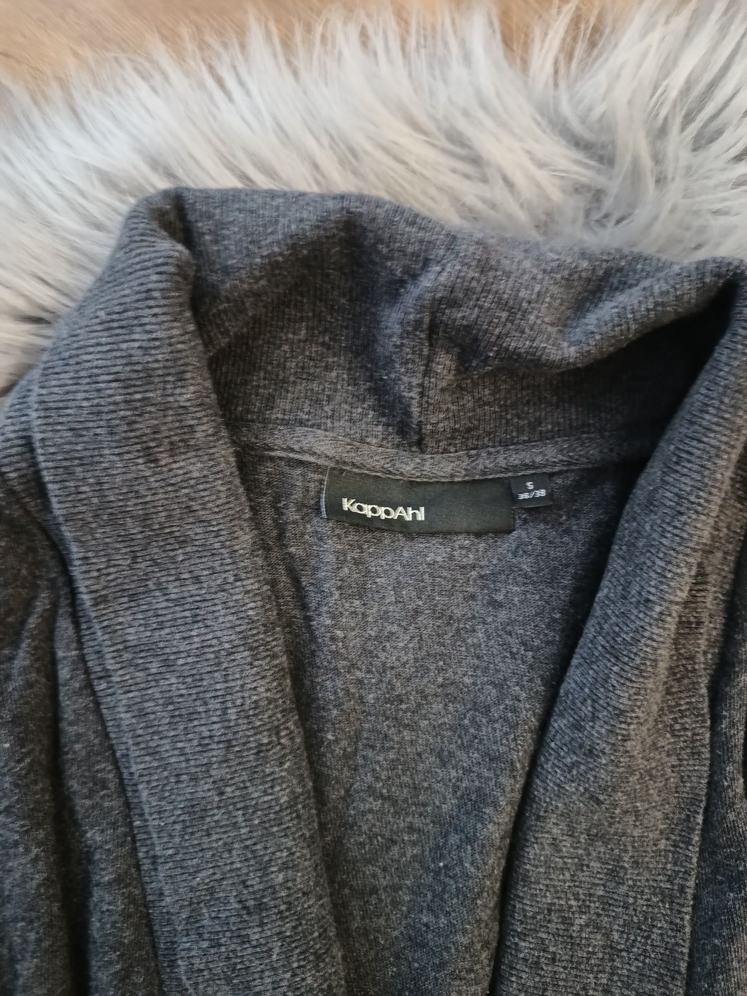 Kardigan sweter narzutka bluza dluga siwa szara