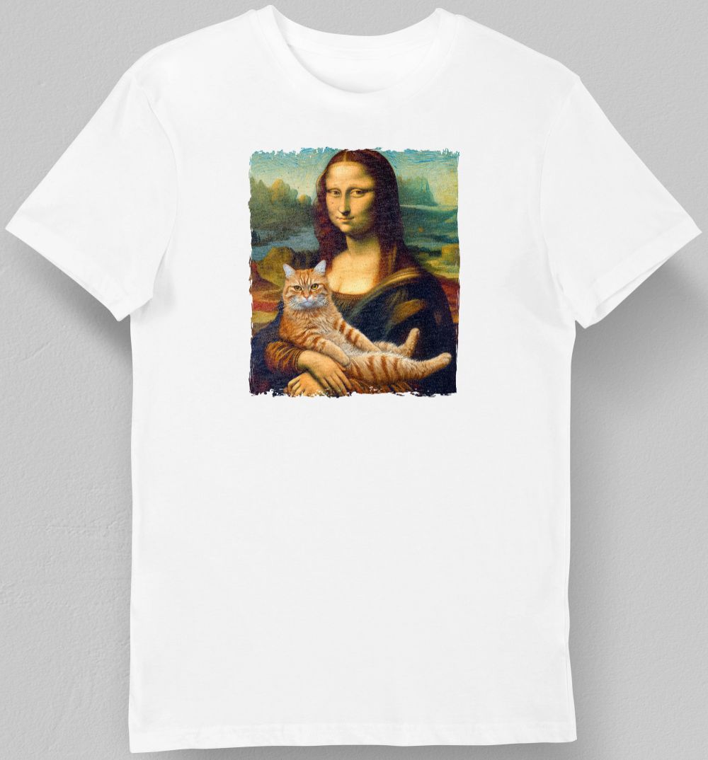Koszulka mona lisa z kotem biała 2XL
