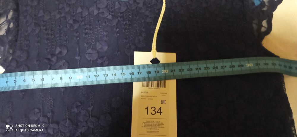 Sukienka granatowa dziewczęca 134 i białą bluzka zestaw