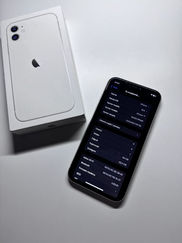 iPhone 11 64GB | White | Bateria 100% | Dowód zakupu