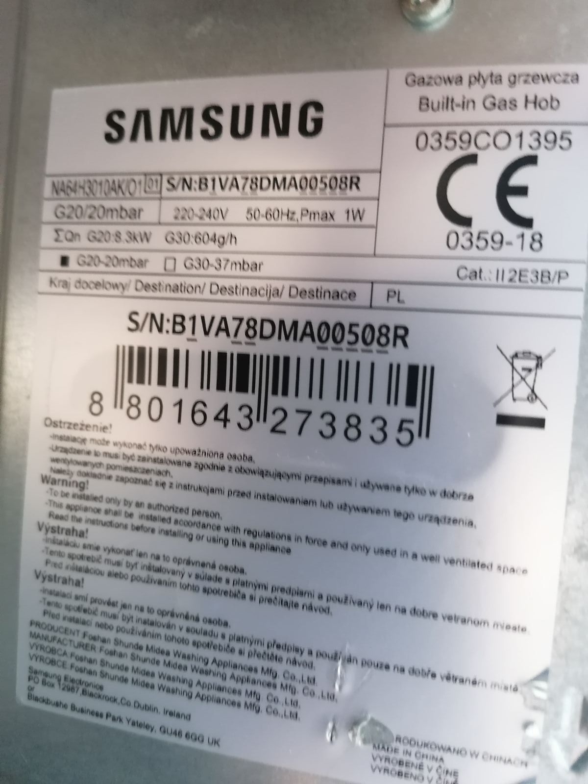 Płyta gazowa Samsung