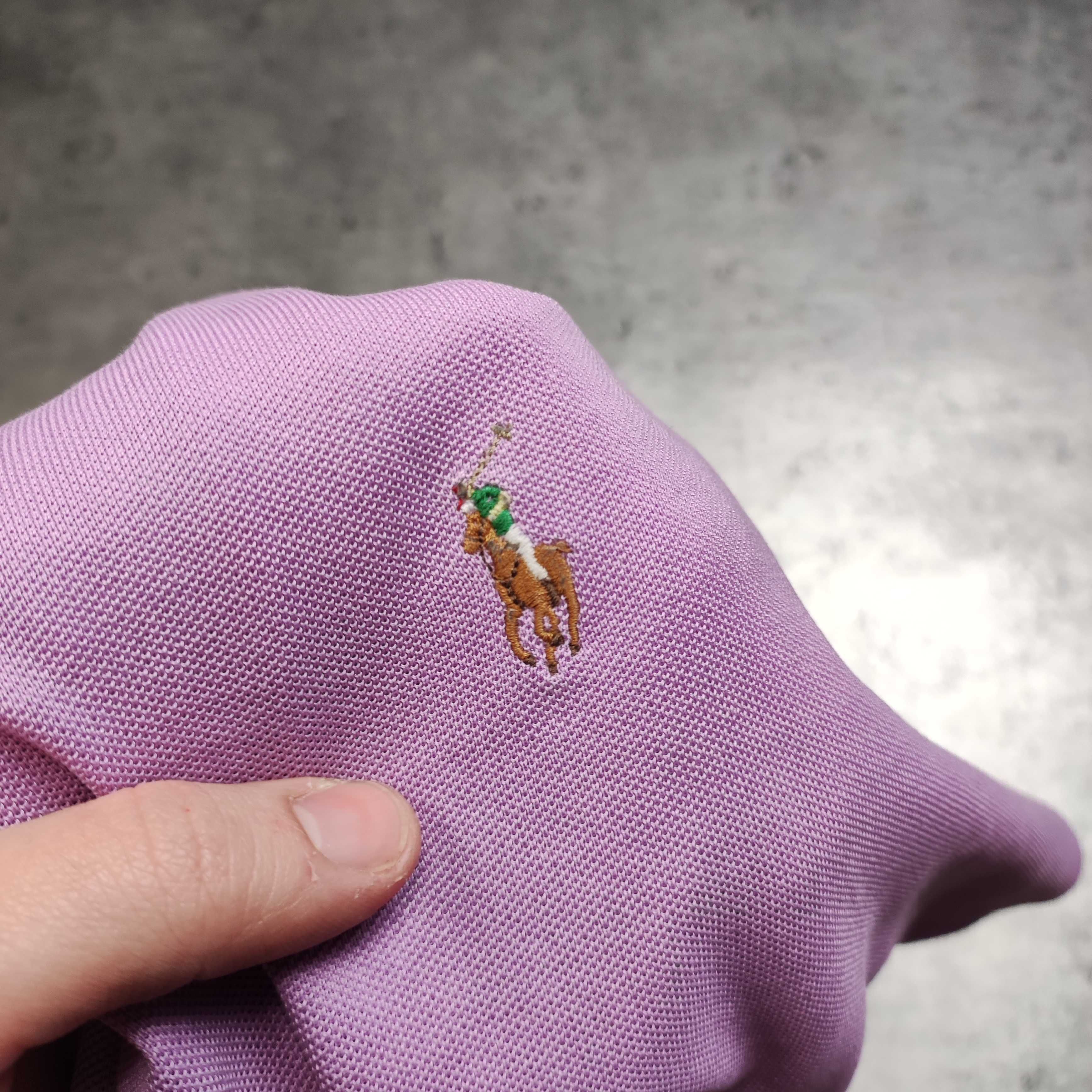 MĘSKA Koszulka PREMIUM Lilia Fiolet Polo Ralph Lauren Bawełna Casual