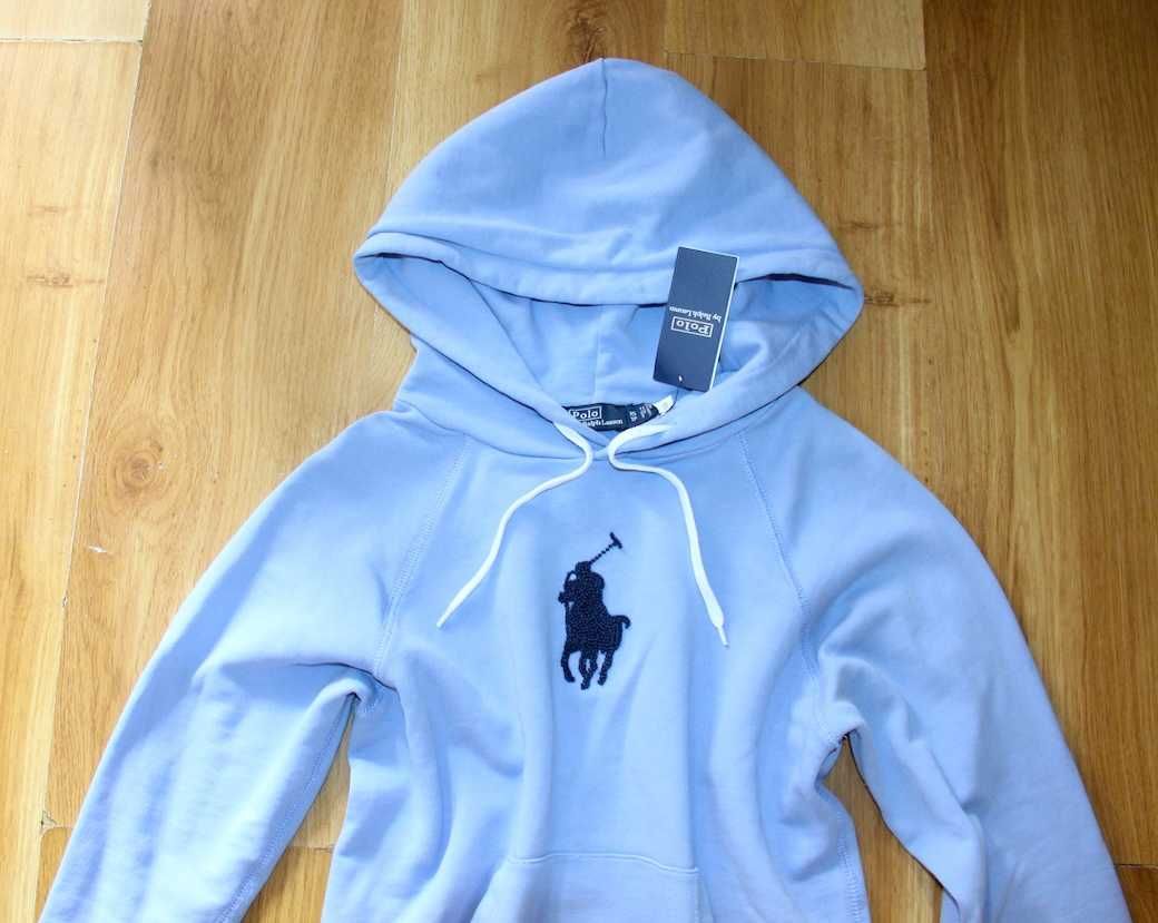 Ralph Lauren niebieska błękitna bluza z kapturem xs 34 36 s logo