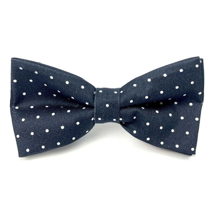 Męska muszka granatowa z satyny - elegancja i styl