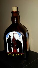 Butelka miodowa karafka szkło Anton Riemerschmid München mnich wazon