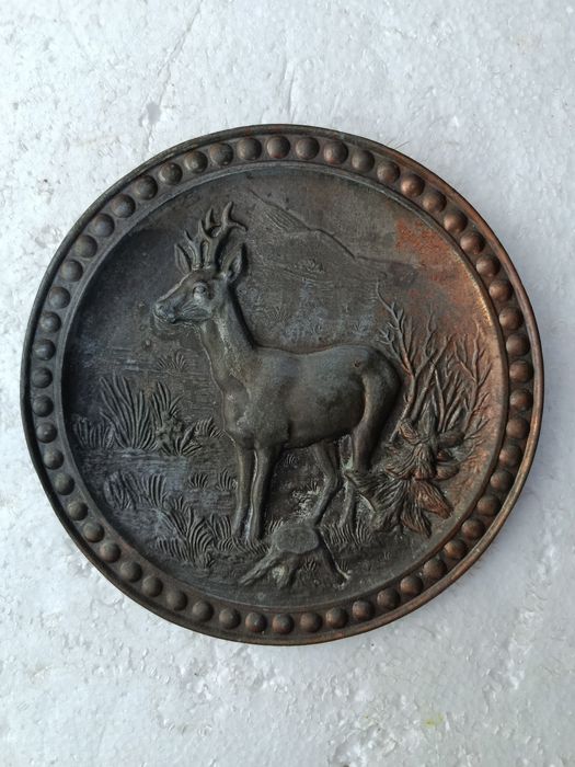 Relief myśliwski - Jeleń - miedz