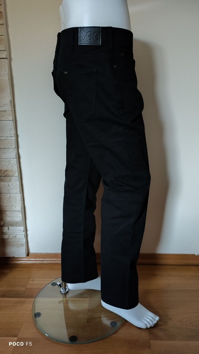 Lee Slim Fit czarne męskie spodnie rozm 36/32