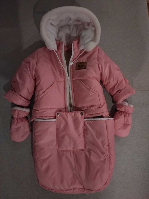 Комбінезон зимовий дитячий 3 в 1, 0_18 місяців. Шапки