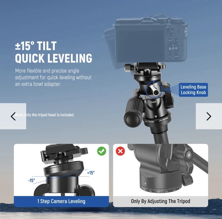 Штативна головка NEEWER TH03 з мікрорегулюванням для відео / фото