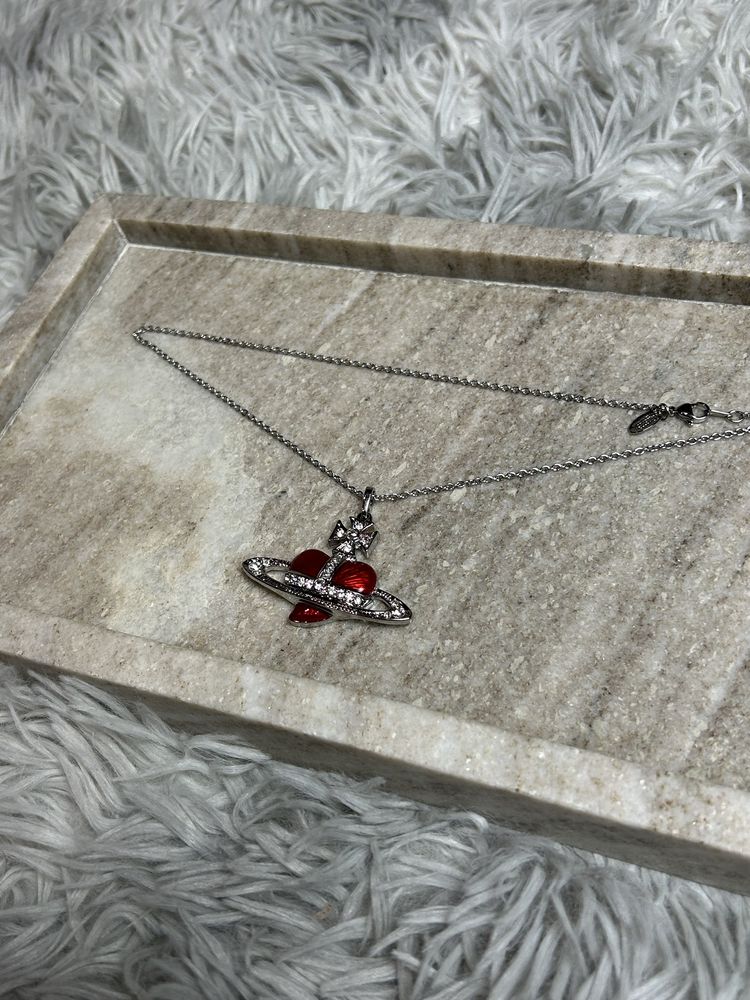 Vivienne Westwood Red Heart Saturn Necklace кулон підвіска