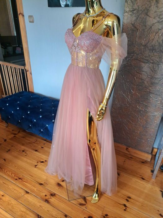 Sukienka na studniówkę gorset+tiul. Princess Pink R38 Polski producent