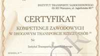 Użyczę Certyfikat kompetencji zawodowych (ckz) rzeczy/osób