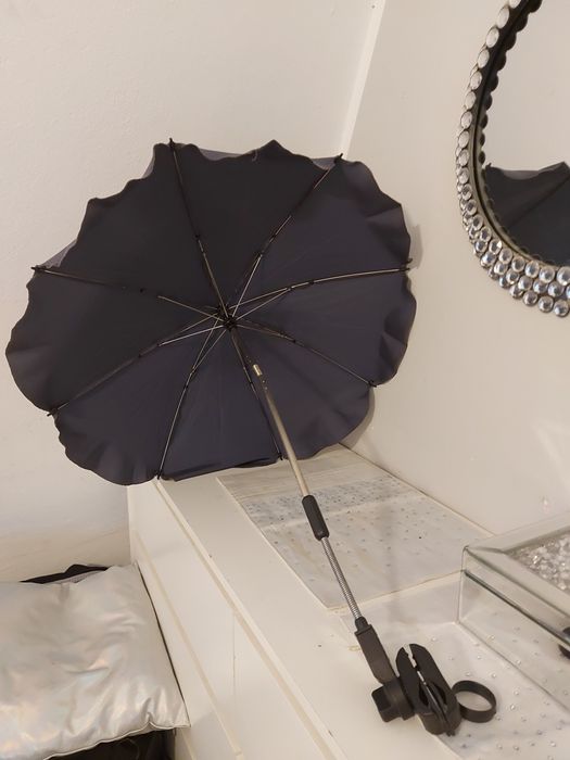 Parasolka parasoleczka z uchwytem do wózka uniwersalna siwa szara graf