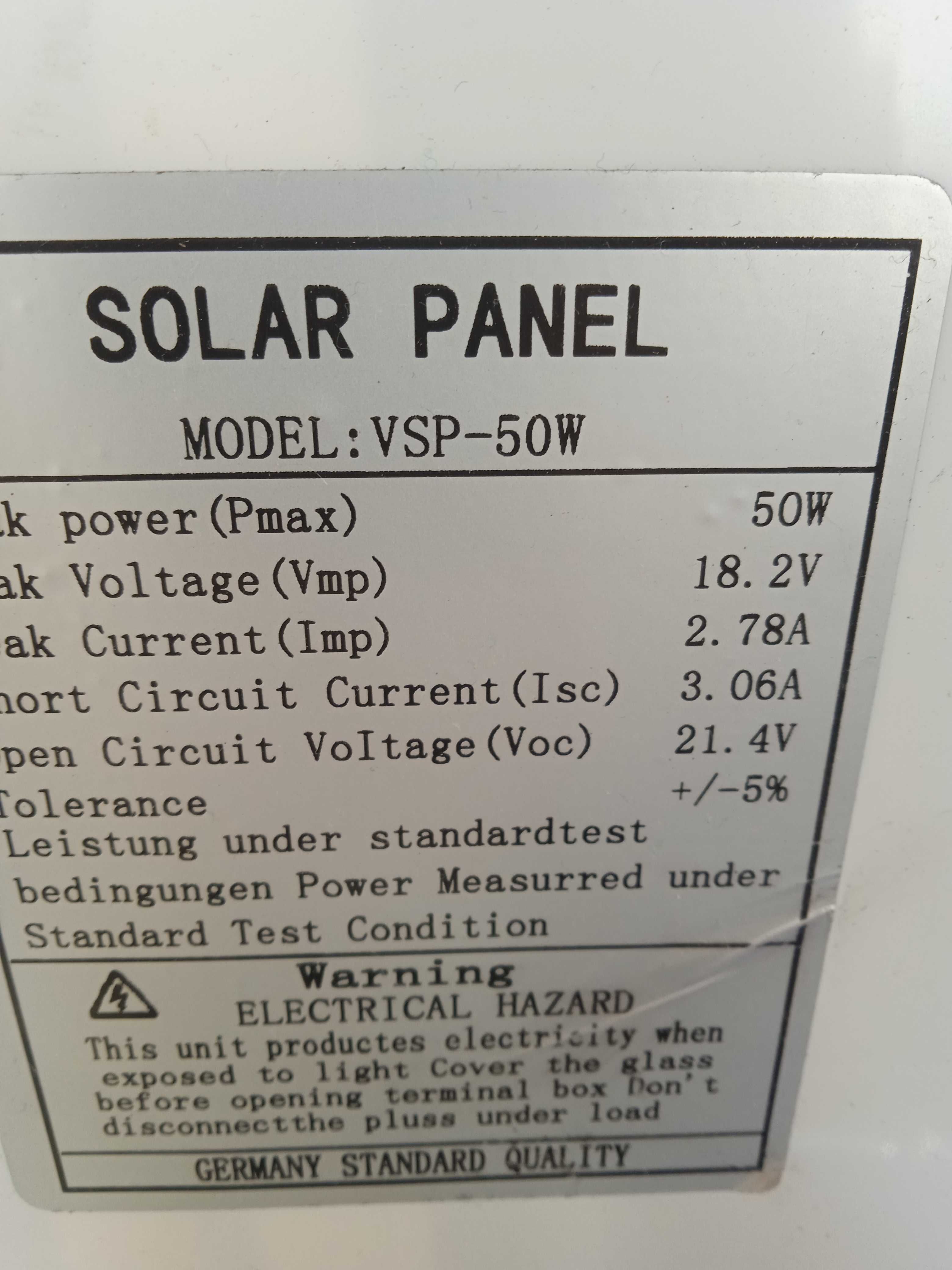 Сонячна панель 12В 50Вт монокристал