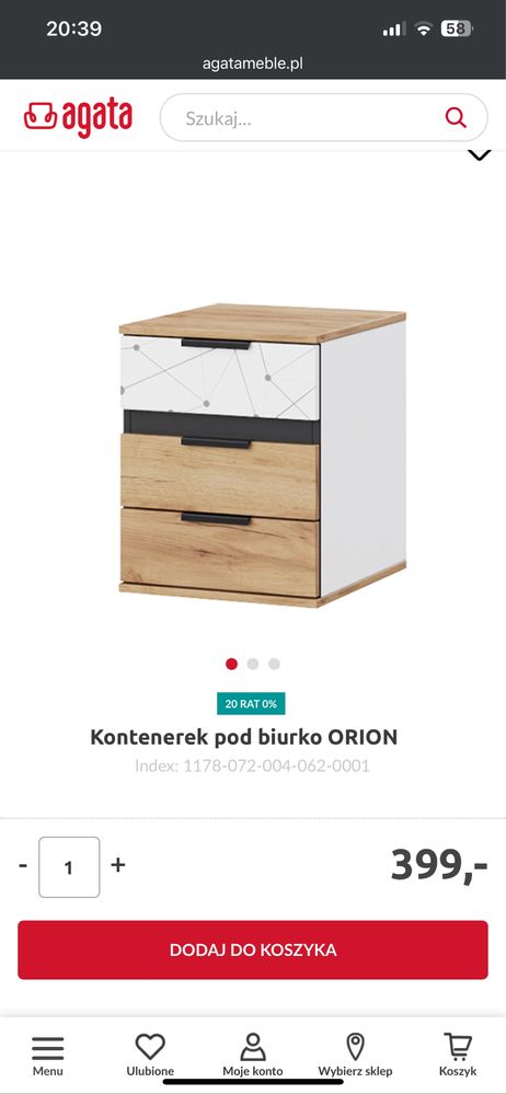 Biurko z kontenerkiem Agata Meble ORION